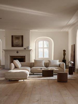The Bergamo corner sofa placed in a neatly lighted room